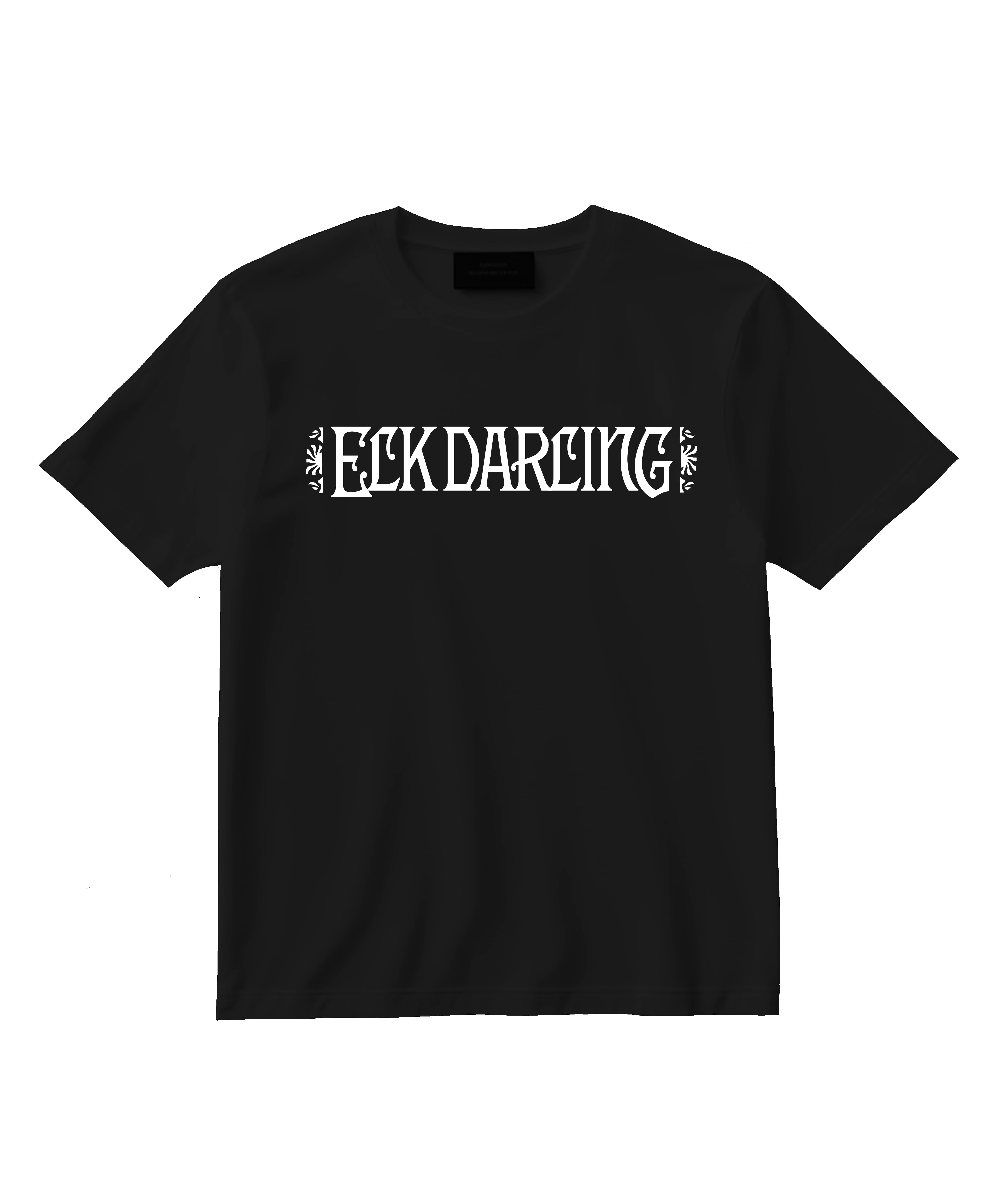 Elk Darling graphic tee — white box logo on black